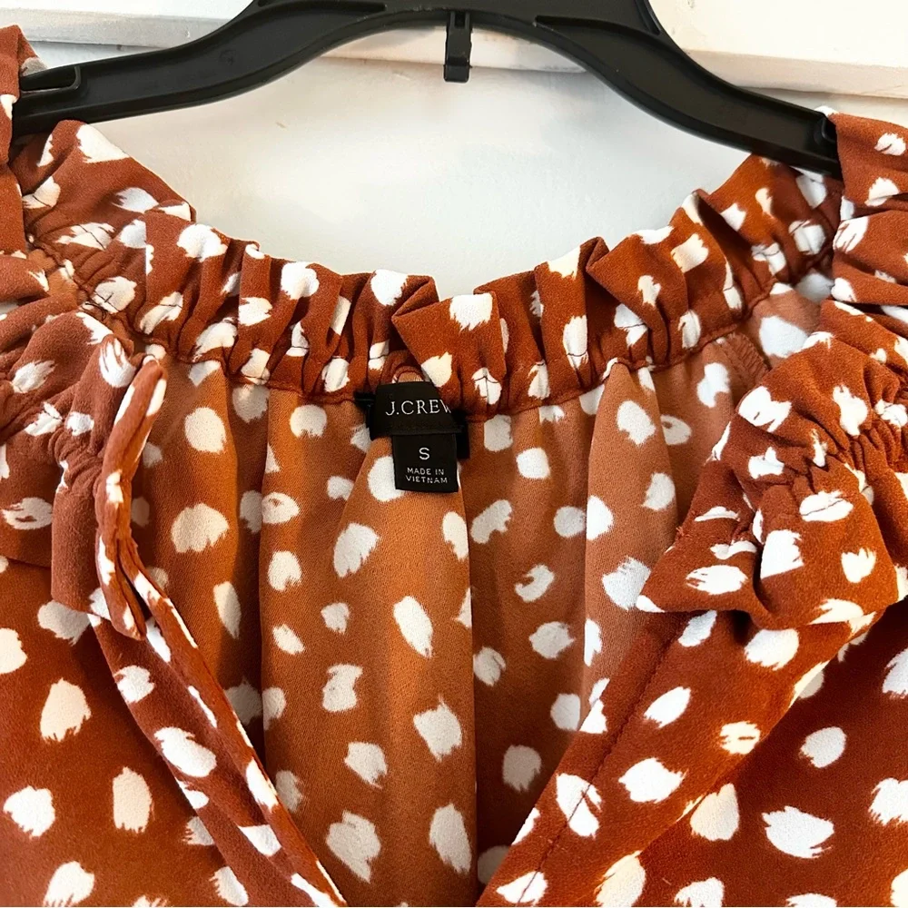 NWOT J. Crew Brushstroke Drapey Ruffle Blouse